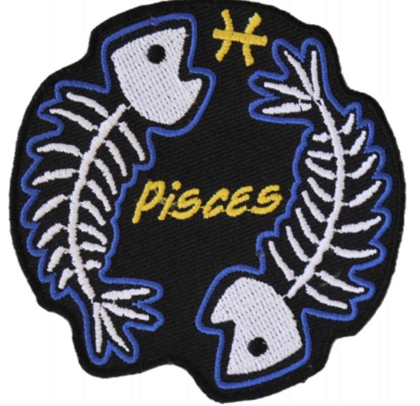 Pisces Skull Zodiac Sign Patch